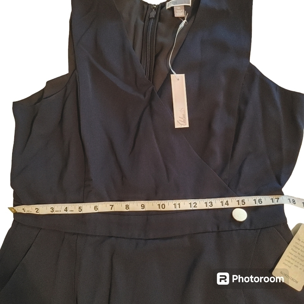 Chelsea28 Navy Faux Wrap Crop Jumpsuit XXL - Picture 9 of 15